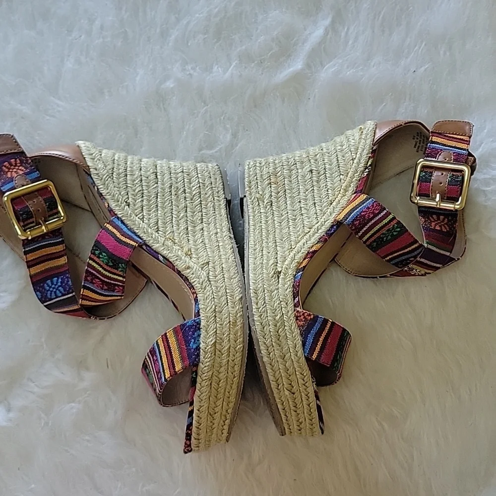 STEVE MADDEN Southwestern Colorful Striped Open Toe Ankle Strap Boho Espadrilles